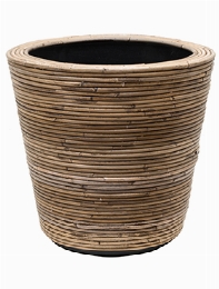 Drypot Rattan Stripe Round, grey