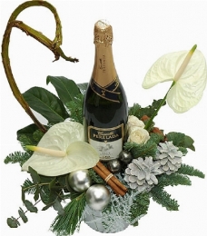 Luxe wit zilver kerststuk met bubbels