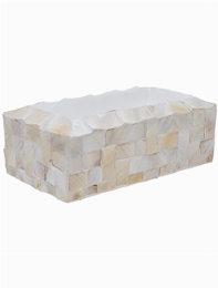 Oceana Pearl Table Planter Rectangle White